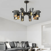 Postmodern Electroplated Glass Chandelier — Copper, 6- or 8-Light, 3-Step Dimming, G9, Black or Copper Finish