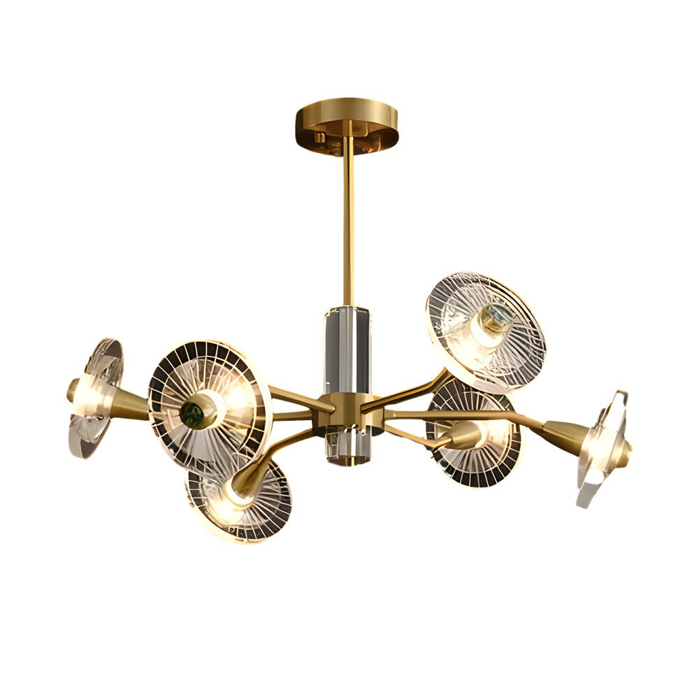Postmodern Crystal Flower Chandelier — Copper or Black, 6 or 8-Light, G9, 3-Step Dimming