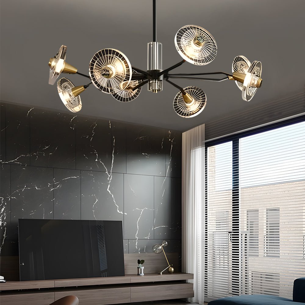 Postmodern Crystal Flower Chandelier — Copper or Black, 6 or 8-Light, G9, 3-Step Dimming