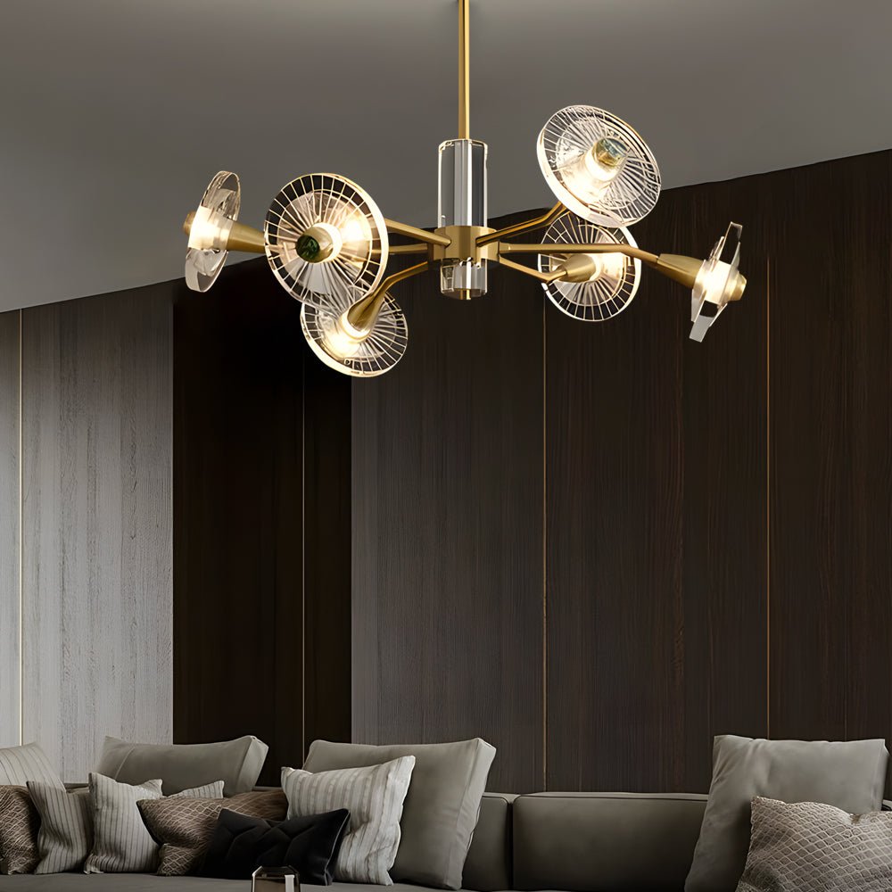Postmodern Crystal Flower Chandelier — Copper or Black, 6 or 8-Light, G9, 3-Step Dimming