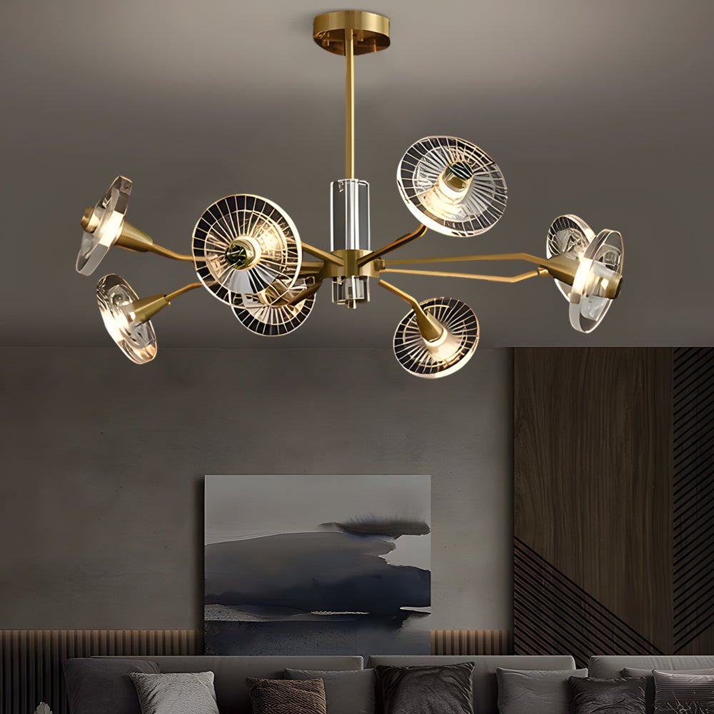 Postmodern Crystal Flower Chandelier — Copper or Black, 6 or 8-Light, G9, 3-Step Dimming