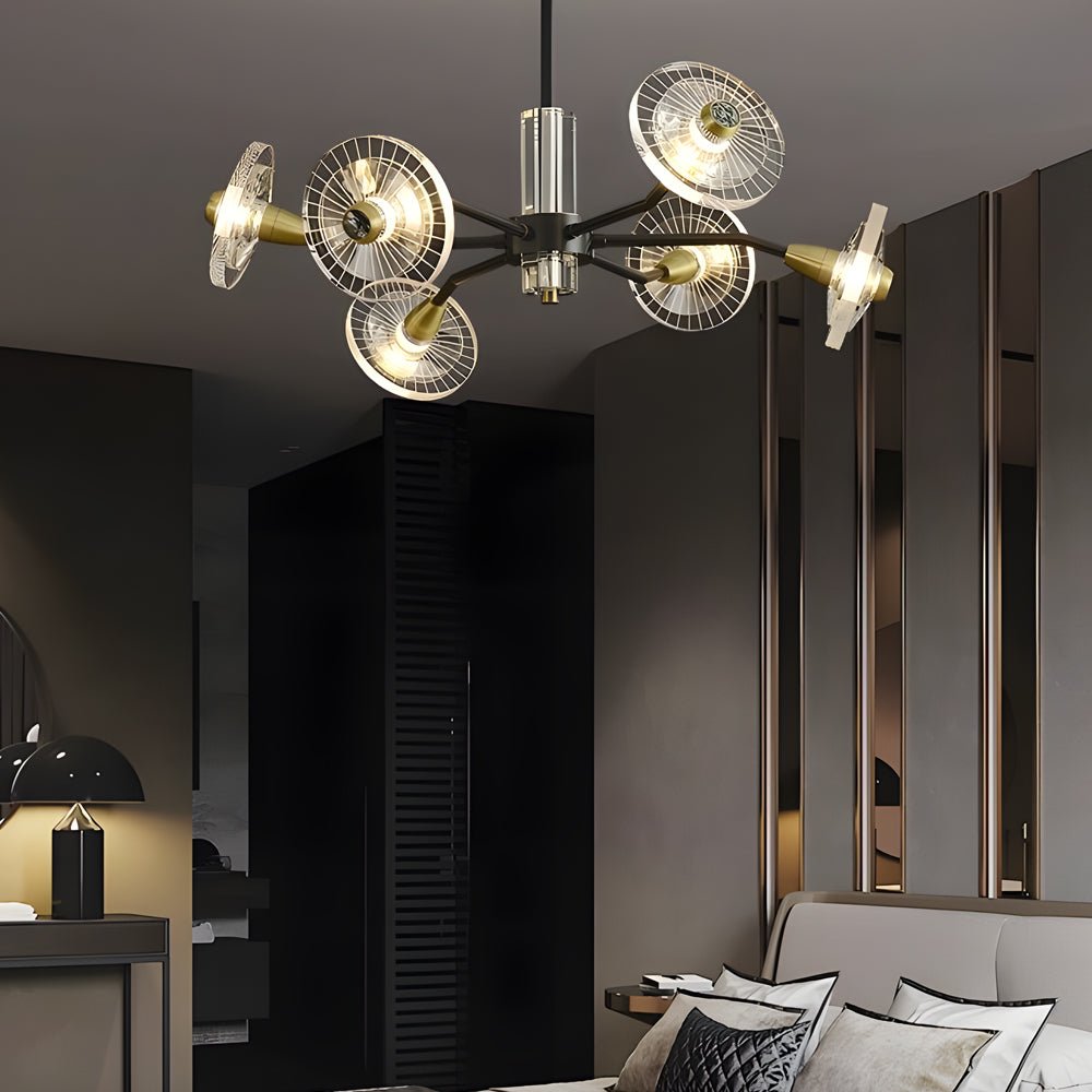 Postmodern Crystal Flower Chandelier — Copper or Black, 6 or 8-Light, G9, 3-Step Dimming