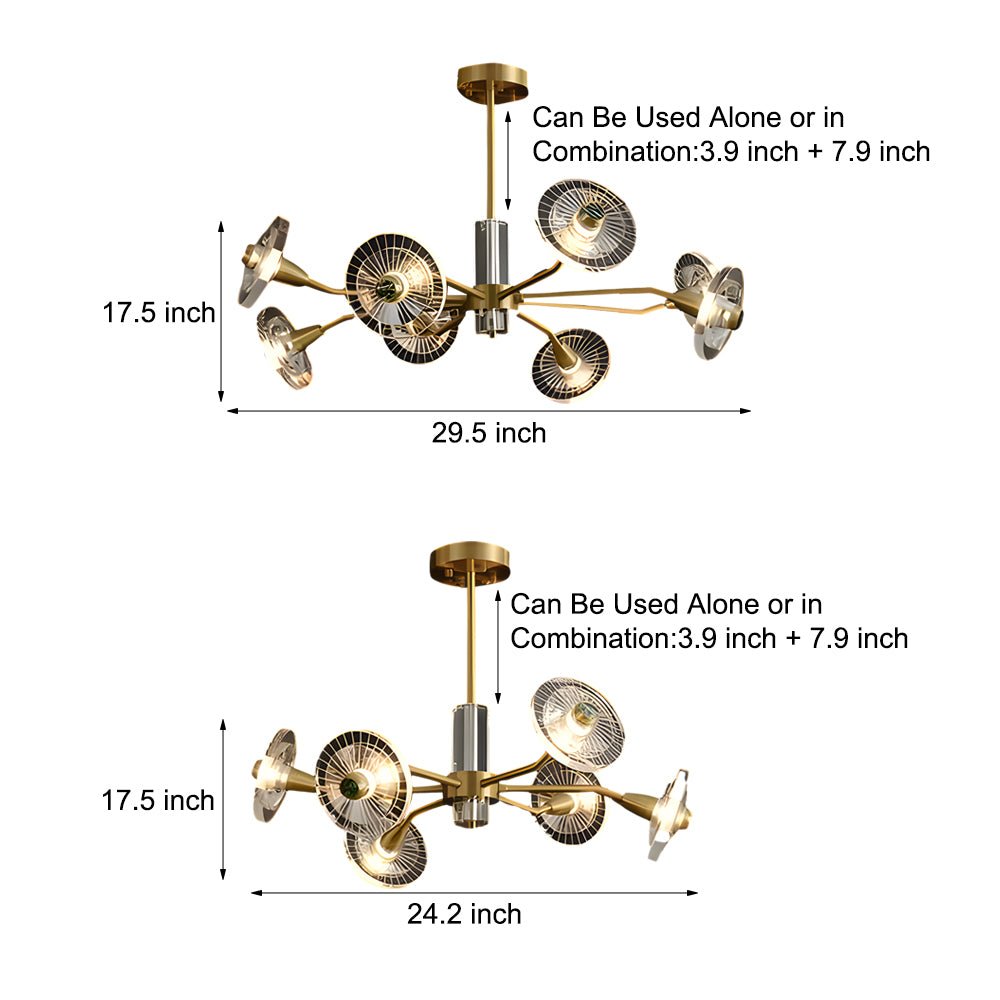Postmodern Crystal Flower Chandelier — Copper or Black, 6 or 8-Light, G9, 3-Step Dimming