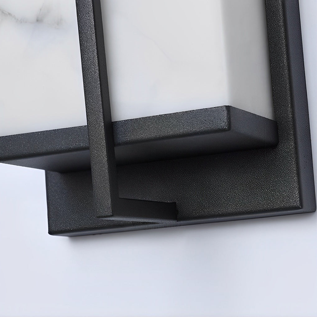 Modern Rectangular Outdoor Wall Sconce — Resin & Stainless Steel, Black, LED, 3000K/4500K/6000K, IP Weatherproof