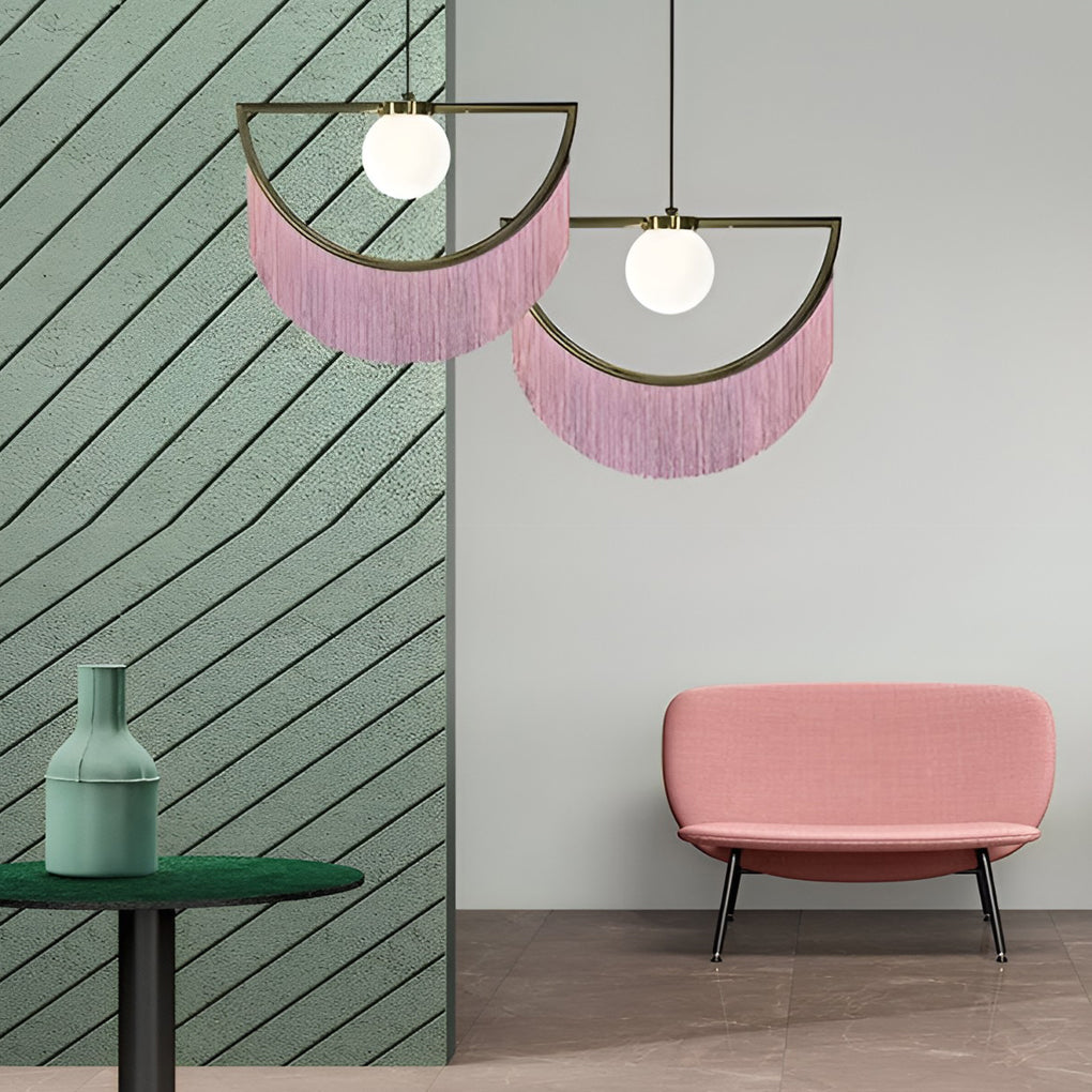 Pink Tassel Pendant Light — Acrylic & Hardware, E27, 15" Wide, 3000K / 6000K