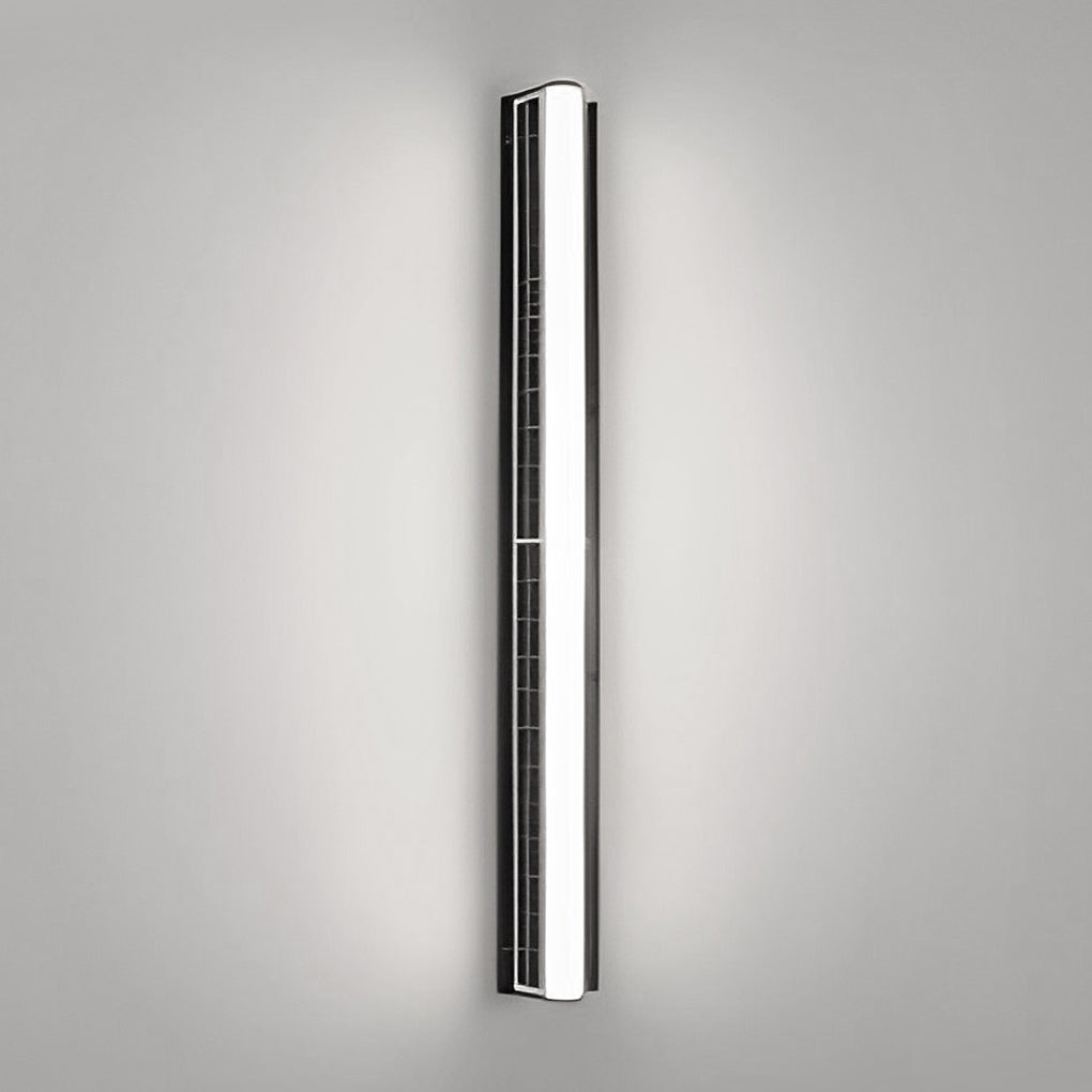 Linear Solar Outdoor Wall Sconce — Black ABS with Acrylic Diffuser, LED, IP65 Weatherproof