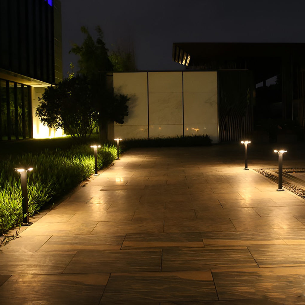 Square LED Bollard Path Light — Die-Cast Aluminum, 4-Light, Solar / Hardwired, IP65 Waterproof, 3000K / 6000K, 16"–39" Heights