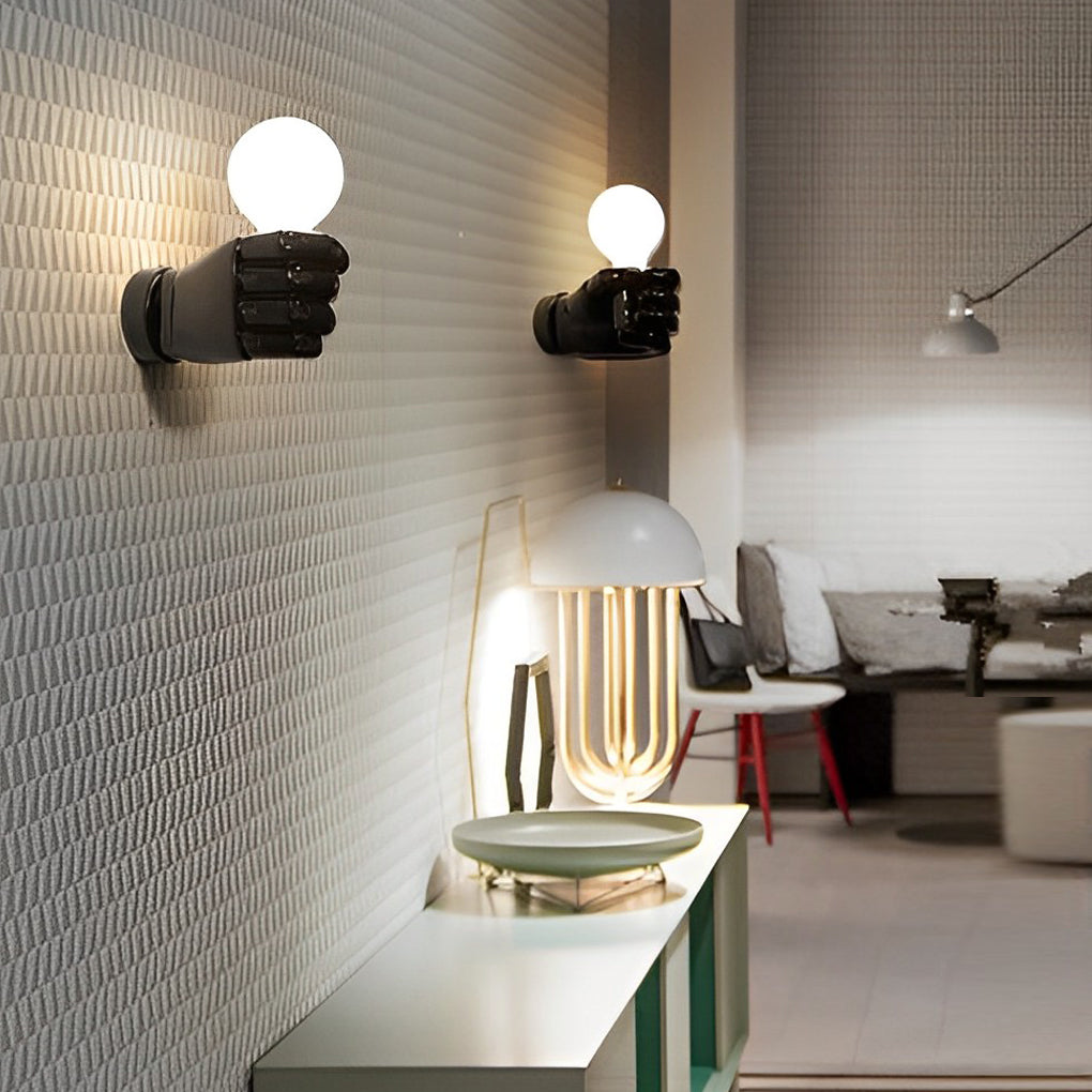 Fist-Shaped Retro Industrial Wall Sconce — Resin, E27, 6" x 4", Warm White 3000K
