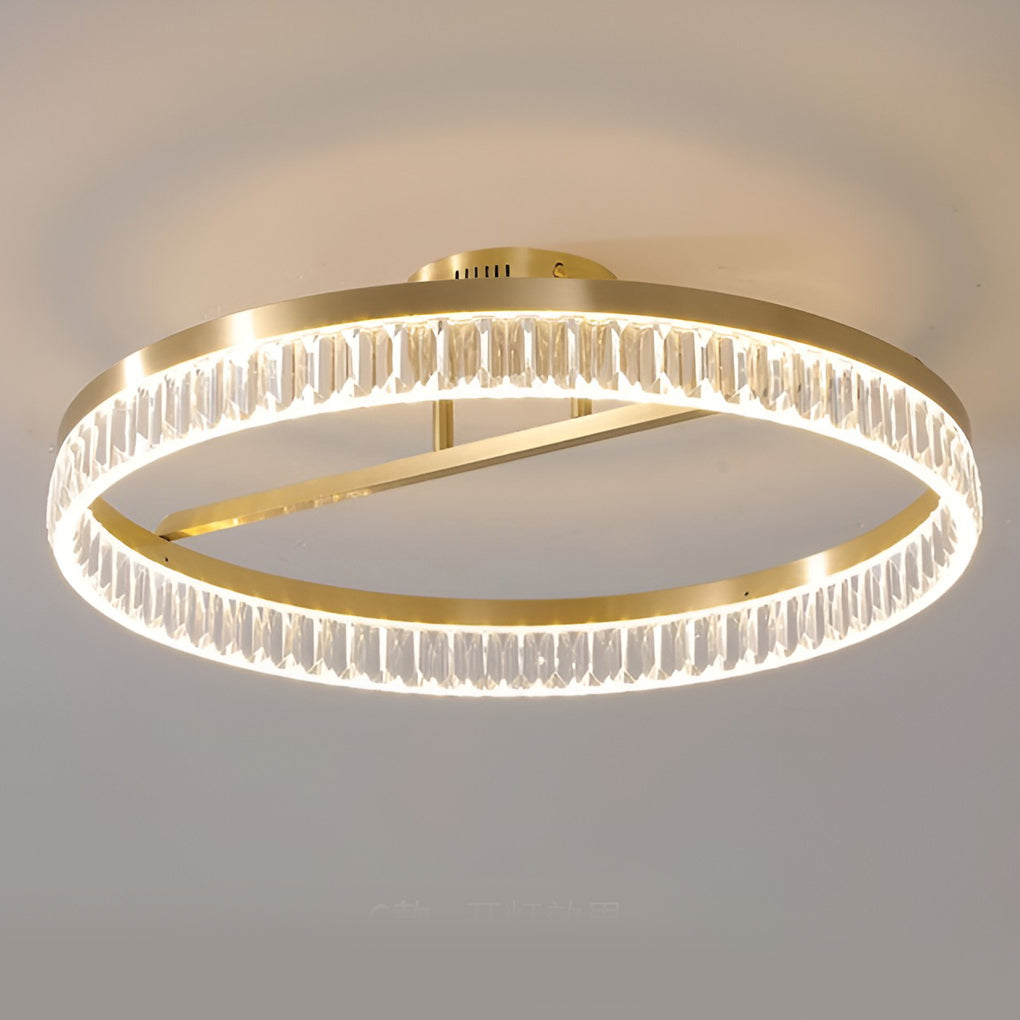 Minimalist Round LED Semi-Flush Mount — Copper, Gold Finish, 60W, 3000K/4500K/6000K, 20" Diameter