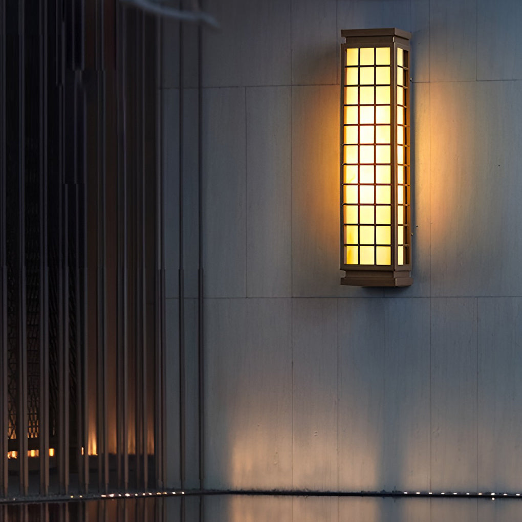 Rectangular Outdoor Wall Sconce — Stainless Steel & Imitation Marble, T5, Waterproof