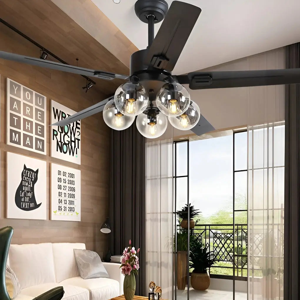 42-Inch Silent Nordic Flush Mount Ceiling Fan Light with 5 Lights and Remote Control Luxe
