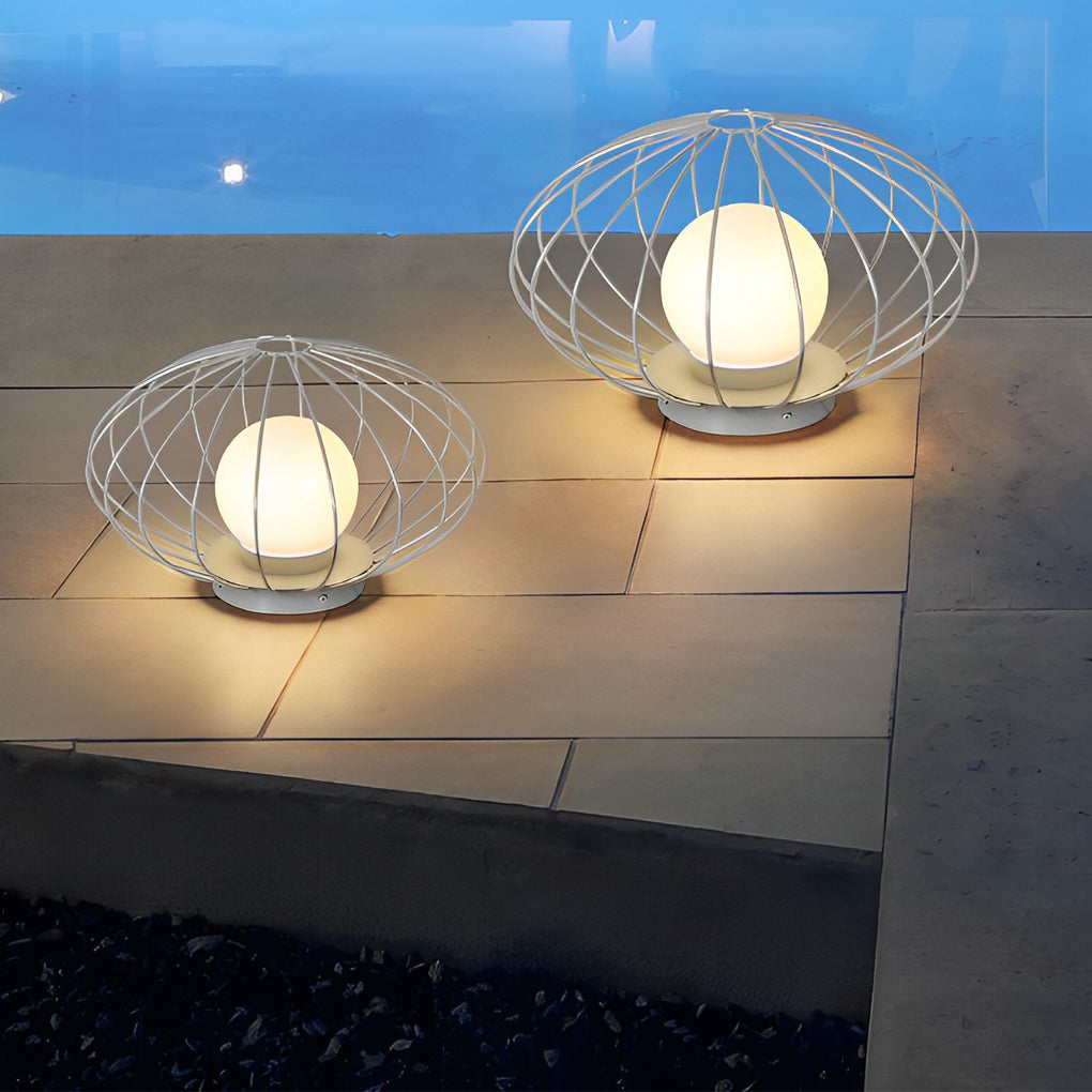 Mushroom Cage Outdoor Lawn Light — Galvanized Steel & Acrylic, 5W LED, IP65 Weatherproof, 3000K Warm White