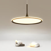 Minimalist Round Ultra-Thin LED Pendant — Aluminum, Silicone Light Guide, 16" Diameter, 3000K / 6000K