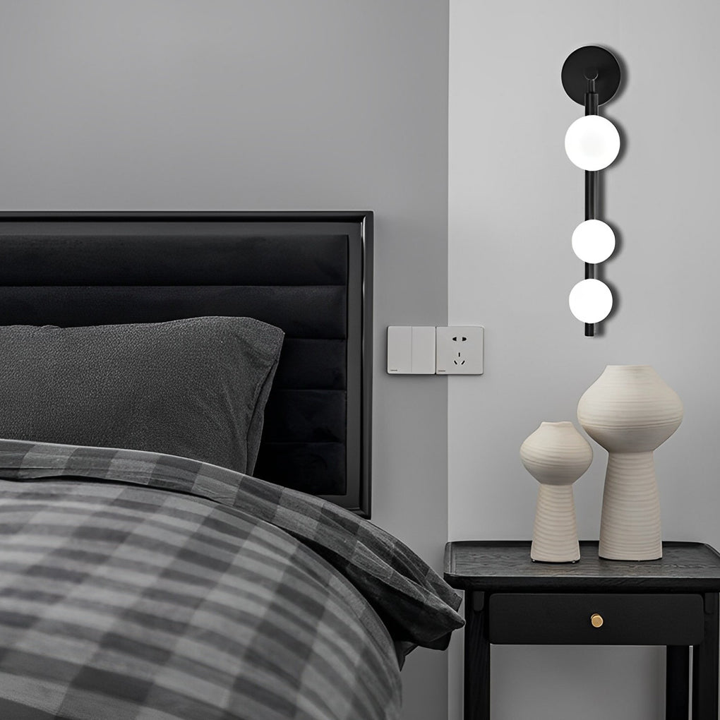 3-Globe Linear Wall Sconce — Electroplated Metal, Milky Glass, G9, Modern