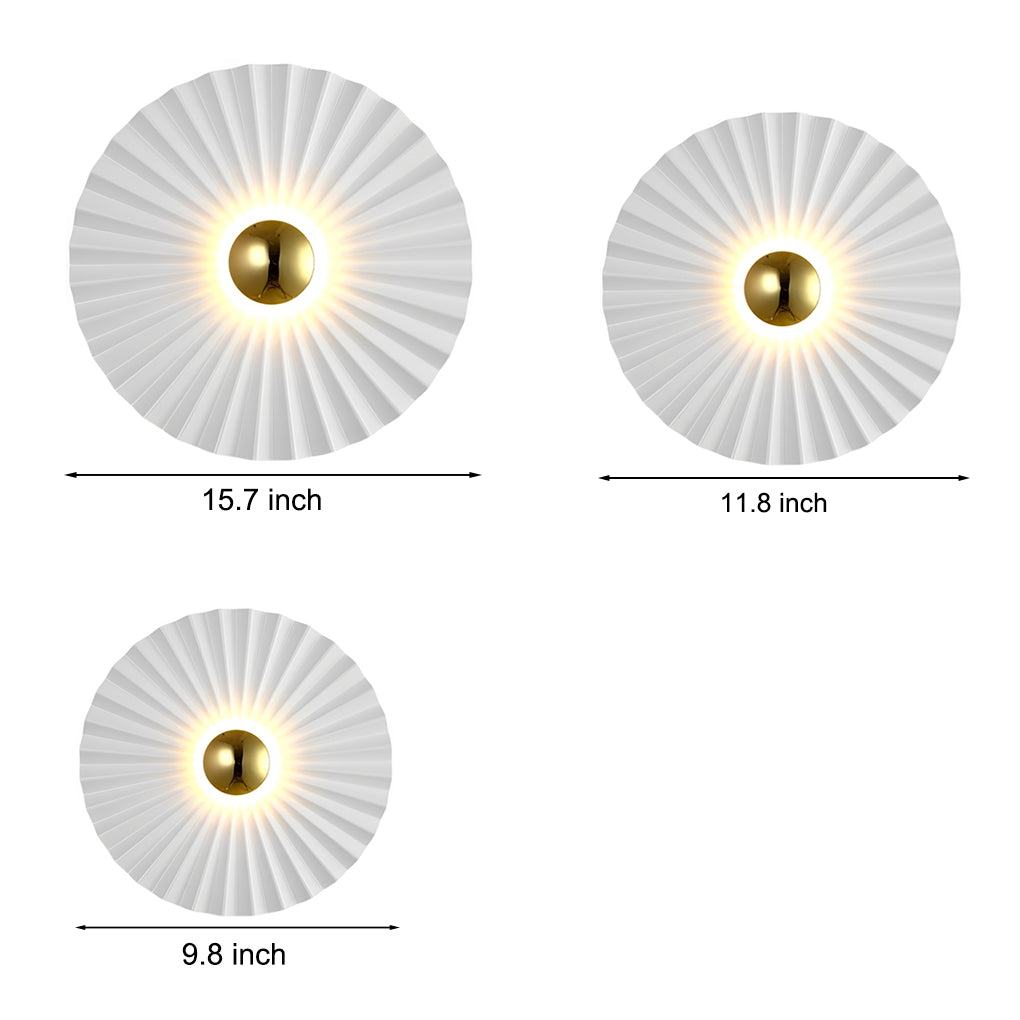 Round Lotus Leaf LED Wall Sconce — White Iron, Hardwired, 3000K Warm White, Available in 9.8", 11.8", or 15.7"