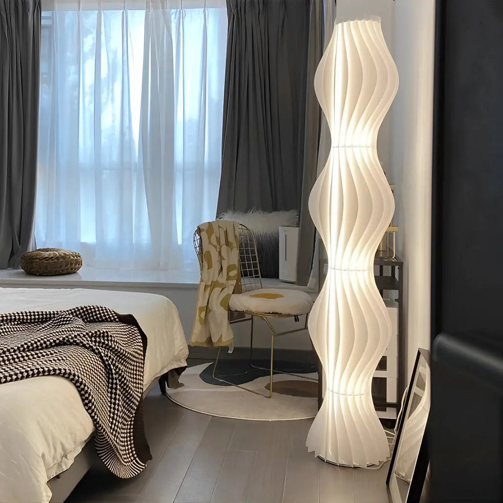 Contemporary Wavy Floor Lamp with Coastal LED Design Luxe