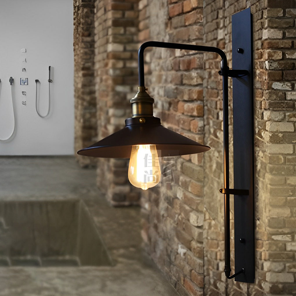 Adjustable Retro Industrial Swing-Arm Wall Sconce — Black Iron and Glass, 6W LED E27, 10" × 22"