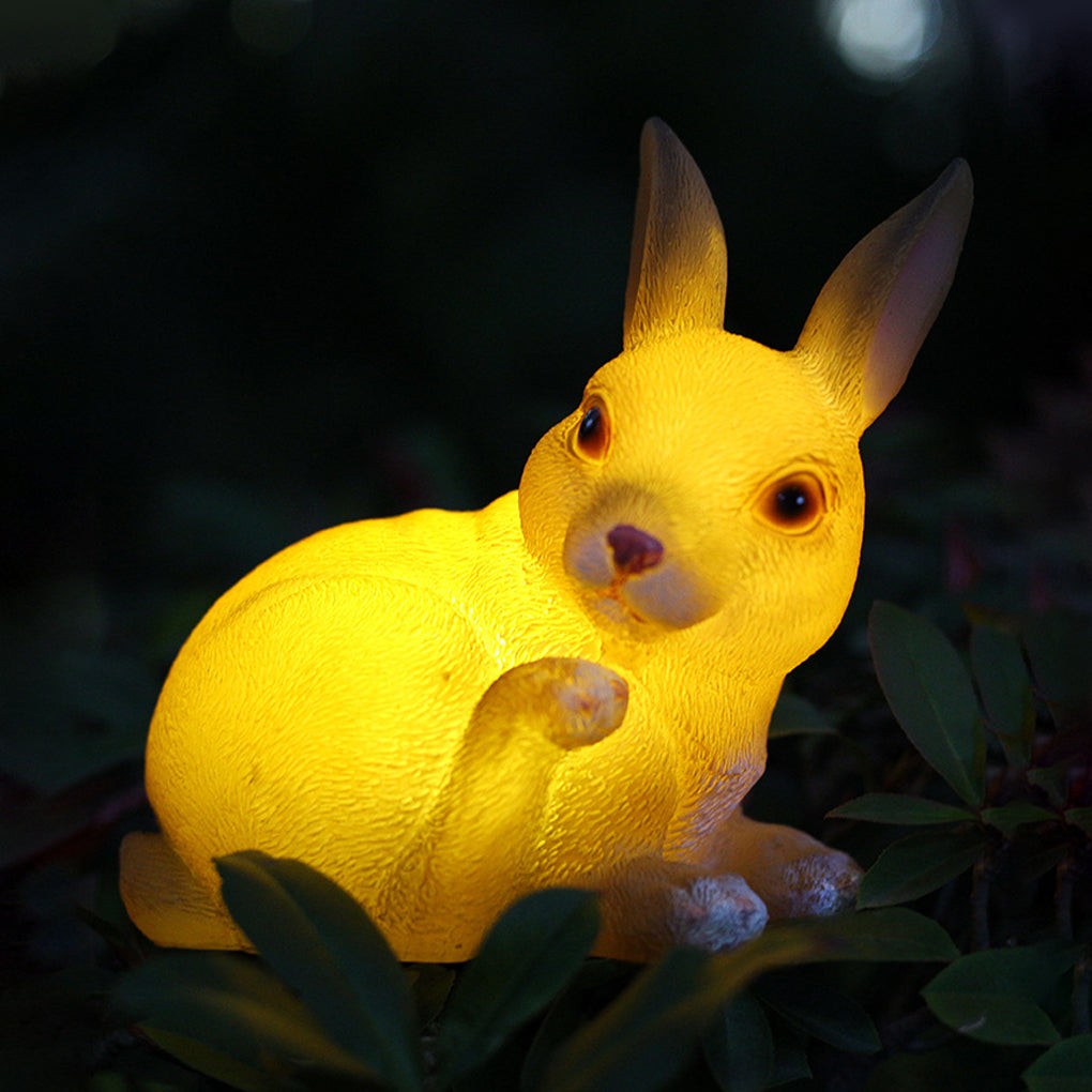 Animal Figurine Solar Garden Light — Resin, LED, Light-Sensor, Dog / Rabbit / Snail / Owl