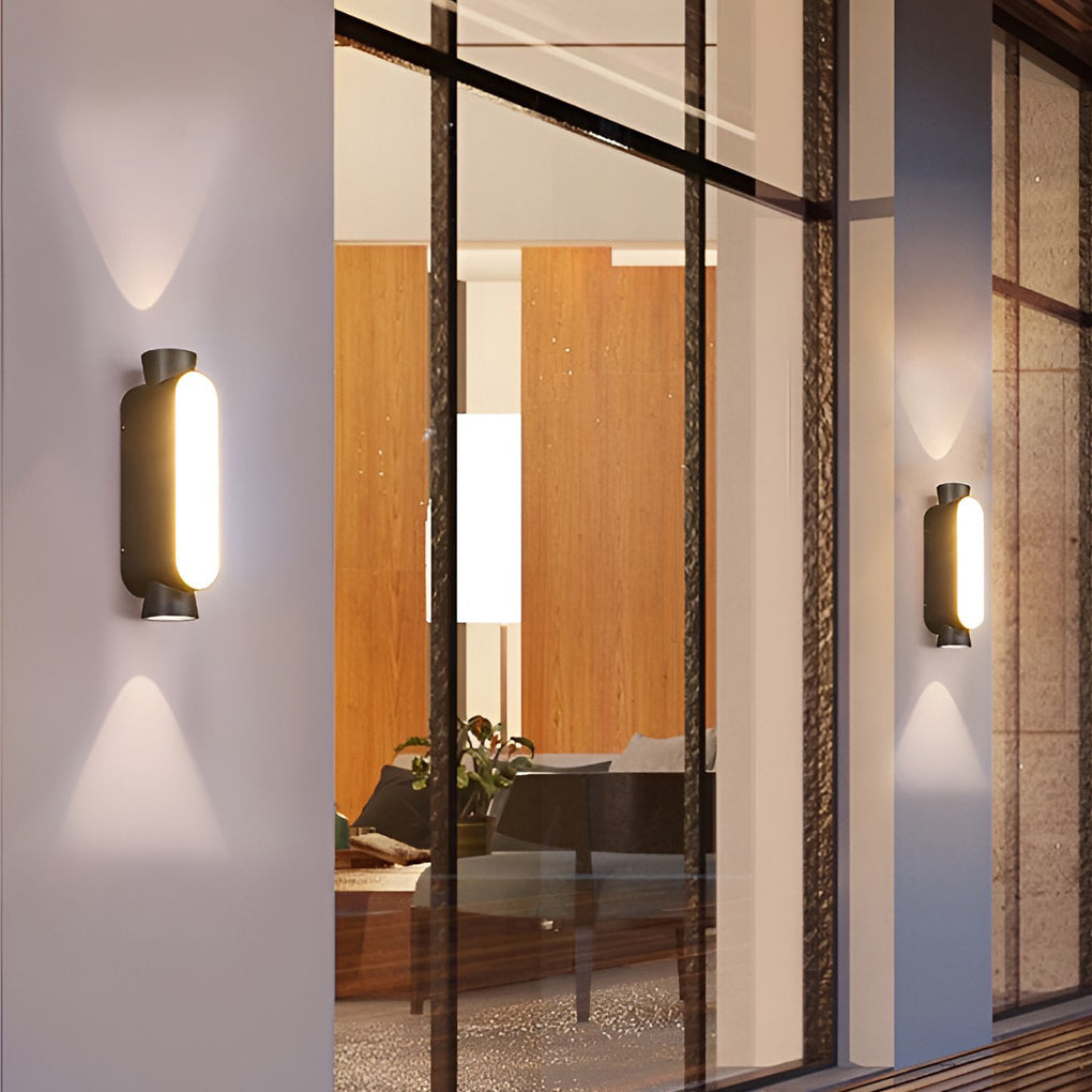 Modern Black Waterproof LED Up and Down Outdoor Wall Sconce Lighting