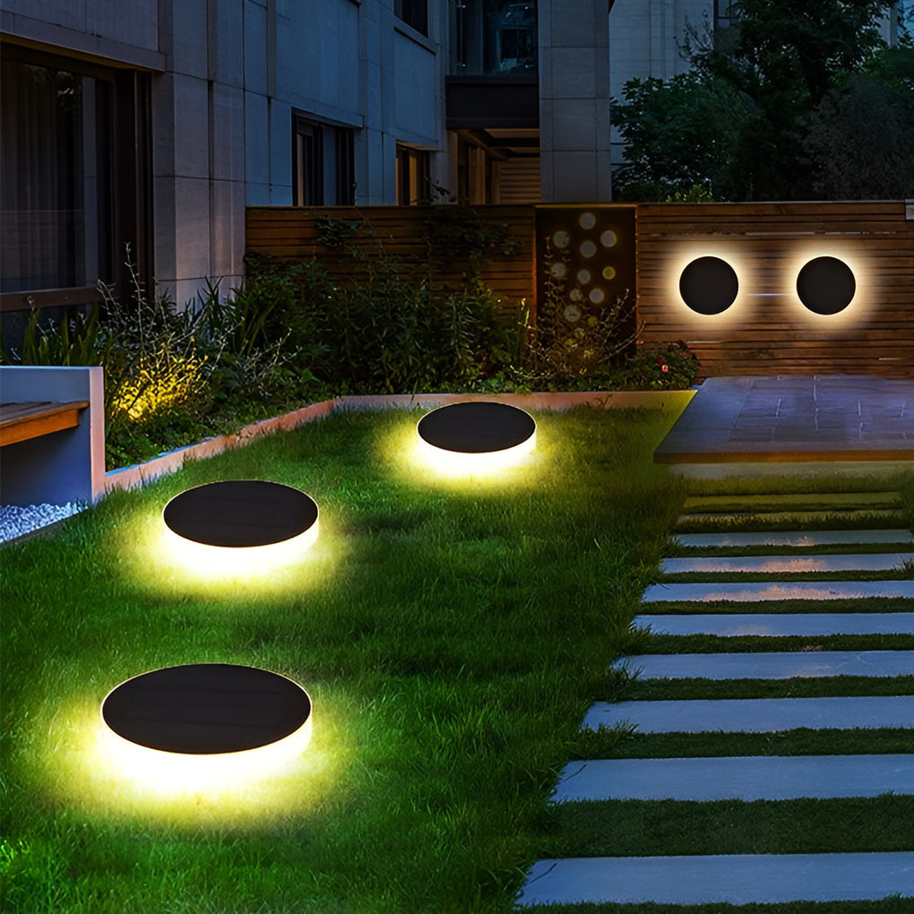 Seamless Solar Disk Ground Light — PC, LED, Warm White / Daylight, 8–11 Hr Runtime, Round or Square