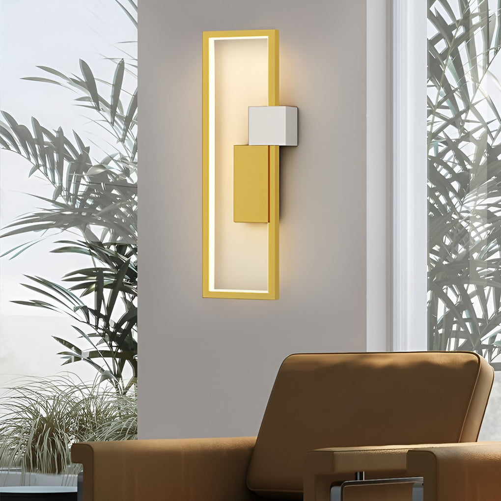 Rectangular Three-Step Dimming LED Wall Sconce — Iron & Aluminum, 3000K/6000K, Black or Gold
