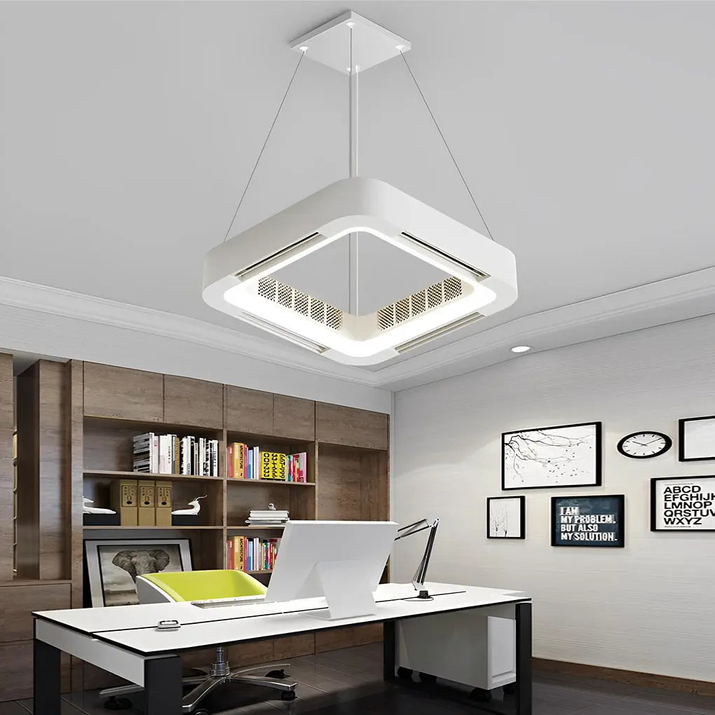 Modern Bladeless Ceiling Fan with Chandelier LED Lights and Inverter Luxe