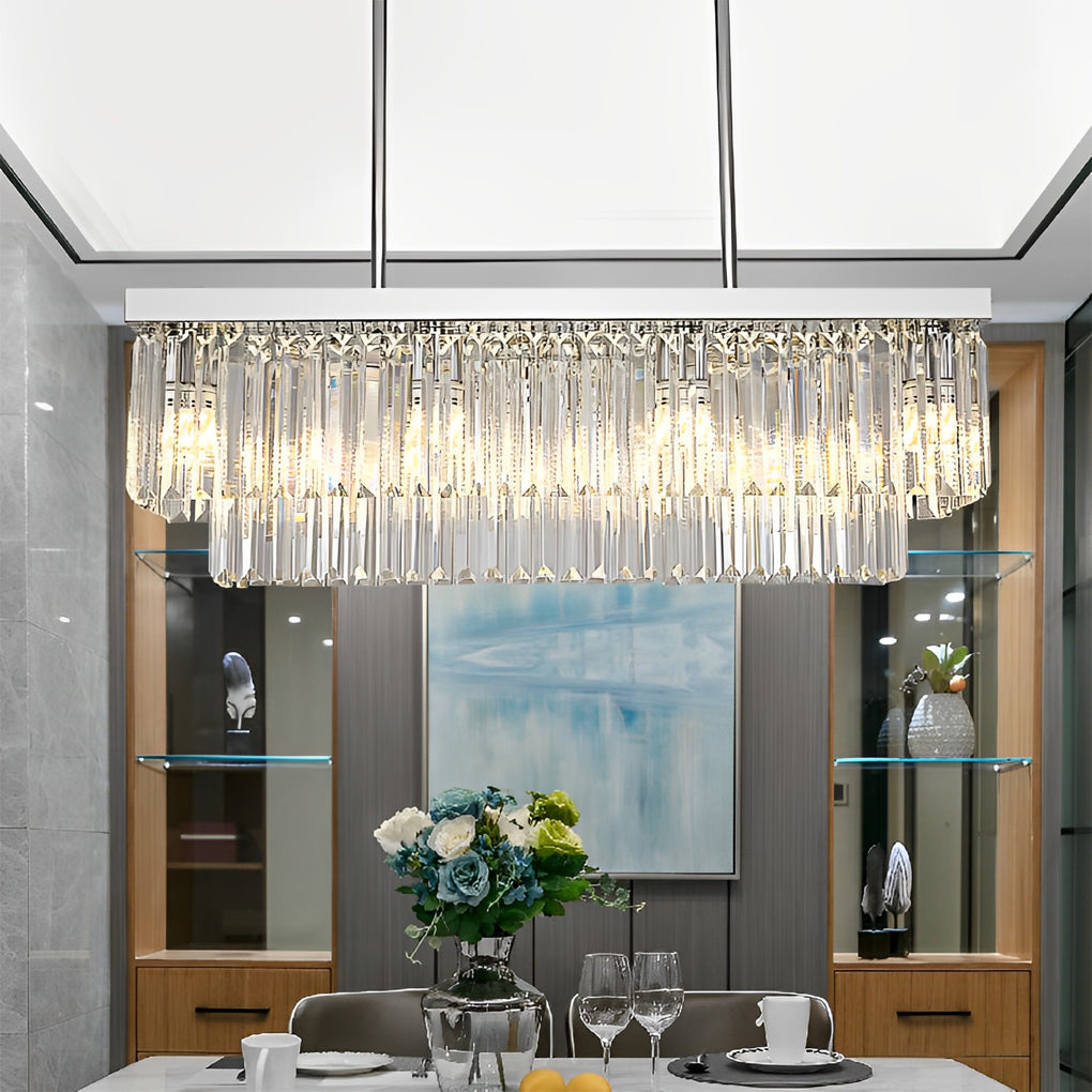 Rectangular Crystal Chandelier — Stainless Steel, 3-Step Dimming (3000K/4500K/6000K), LED E14, 31.5"–47.2"