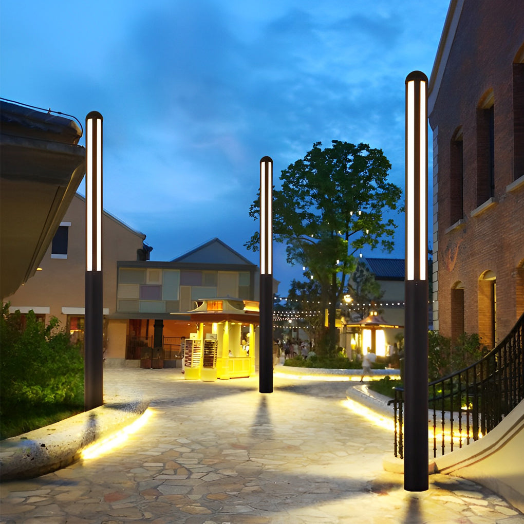 Modern Minimalist Bollard Light — Black Aluminum, LED, IP65 Weatherproof, 59"–118" Heights, 3000K