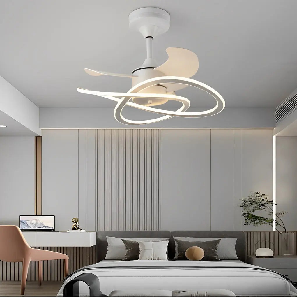 Nordic Bladeless Ceiling Fans with Waves Flower LED, Mute Function, and Creative Timing Luxe
