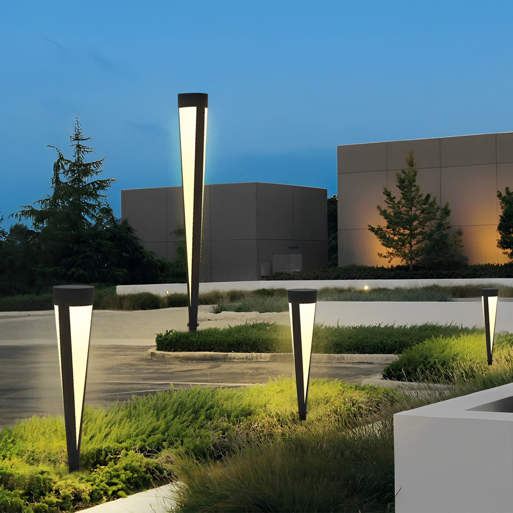 Round Solar Outdoor Bollard Light — Gray Aluminum & Acrylic, LED 10W, IP54, 6" × 24", Warm White 3000K