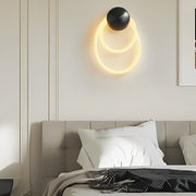 Round Handwoven Nylon Wall Sconce — Black, LED, 3000K Warm White, 1-Ring & 2-Ring Variants