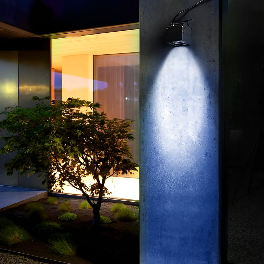 Adjustable Square Outdoor Spotlight Wall Sconce — Black Aluminum, 8W LED, Multi-Color, IP66 Weatherproof