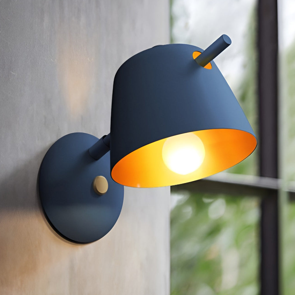 Hat-Style Minimalist Wall Sconce — Matte Iron, E27, 3000K, White / Black / Blue