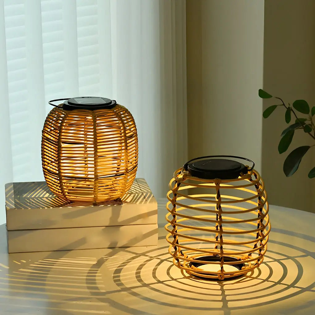 Modern Waterproof Rattan Lantern Solar Garden Lights - Creative Lawn Lamp Luxe