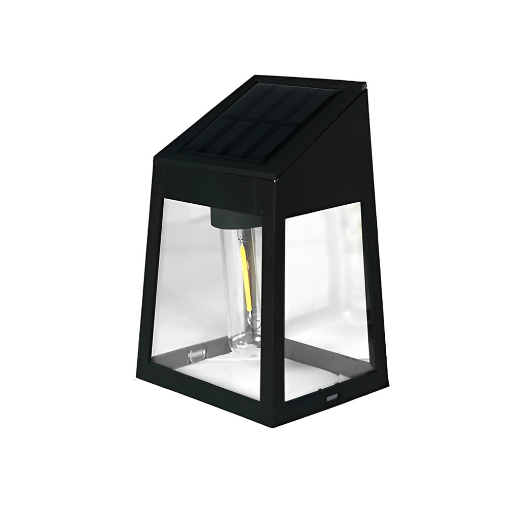 Solar Outdoor Wall Lantern — ABS, Tungsten Bulb, Dusk-to-Dawn Motion Sensor, 3-Mode, IP65, Black or White