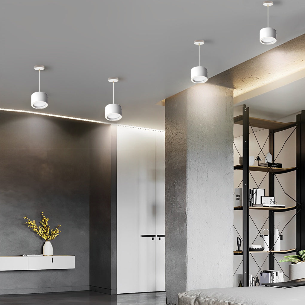 Cylindrical COB Mini Pendant Downlight — Aluminum, Surface-Mount or Hanging, 15W / 18W / 24W, 3000K / 6000K