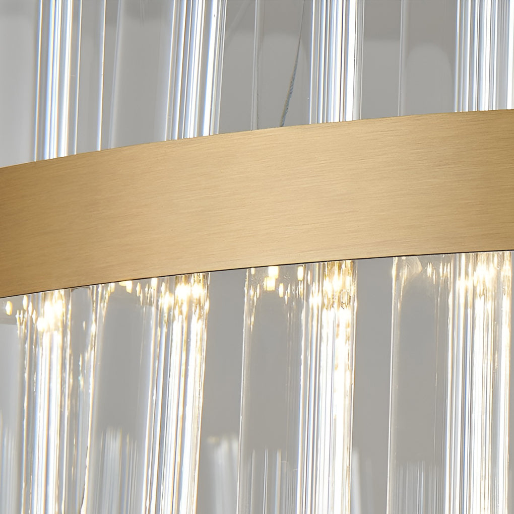 Round Crystal Chandelier — Electroplated Stainless Steel, Gold, LED 3-Step Dimming (3000K/4500K/6000K)