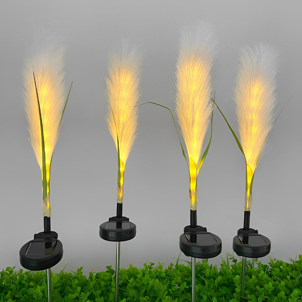 Hairy Reed Solar Lawn Lights, 2-Pack — Chemical Fiber & Stainless Steel, LED, IP65, 29", Warm White / Daylight