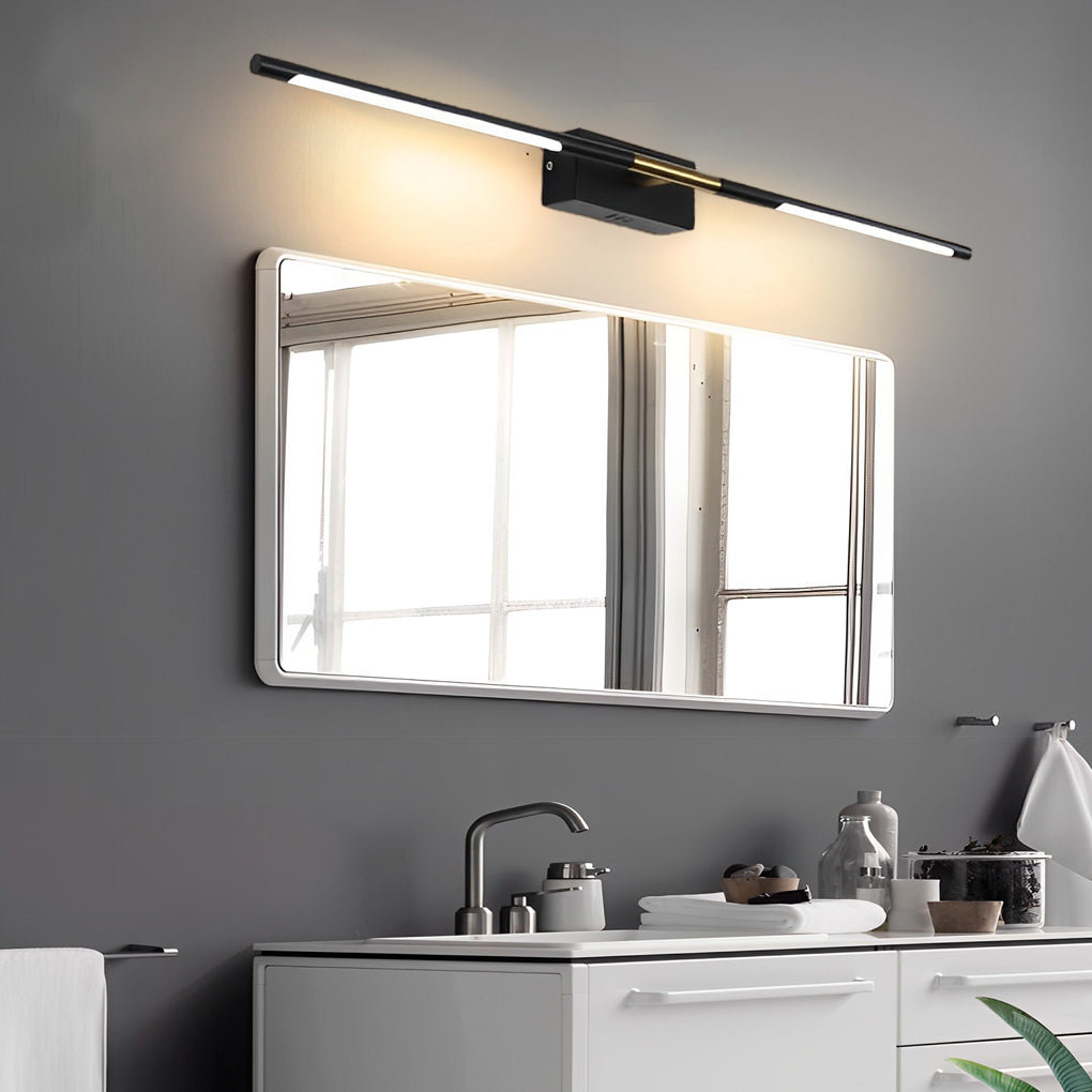 Linear LED Bathroom Vanity Light Bar — Black and Gold, Acrylic Shade, 23.6" or 39.4"
