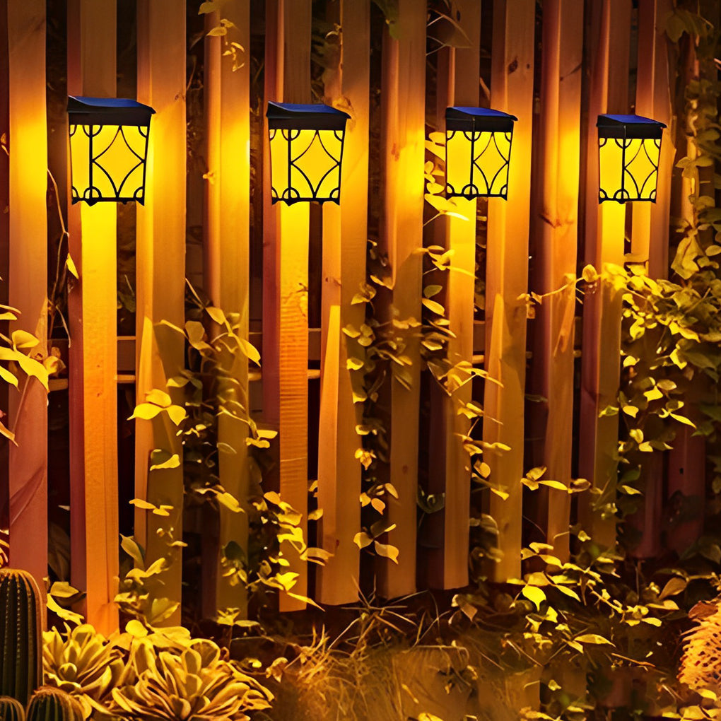 Black Solar Outdoor Wall Sconce, 2-Pack — RGB + Warm White LED, Motion Sensor, IP65 Weatherproof