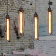 Industrial Rustic Pendant Light — Black Iron, 8W LED, Vertical or Horizontal