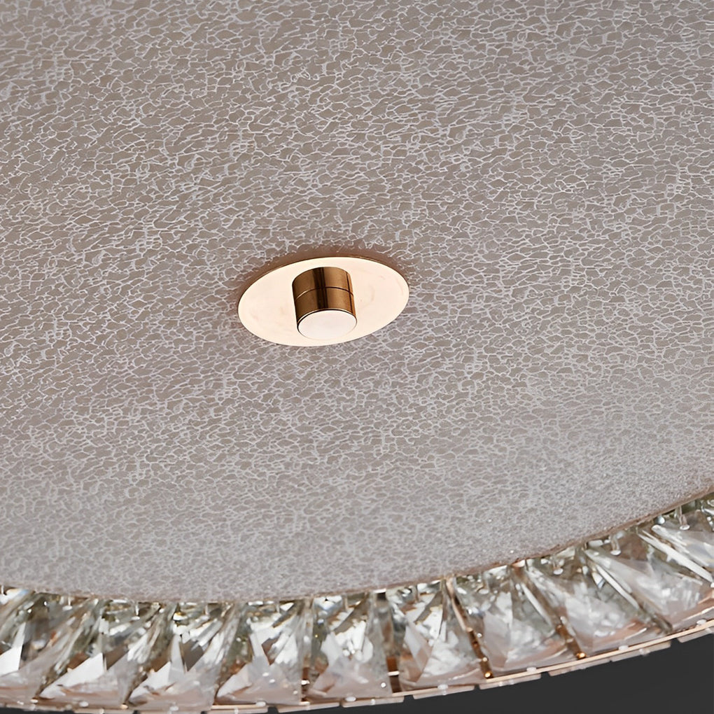 Round Crystal Flush-Mount Ceiling Light — Metal and Glass, Three-Step Dimming, 110V