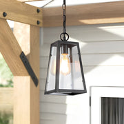 Black Outdoor Hanging Chandelier — Iron and Glass, 6W LED E27, Waterproof, 7" Wide
