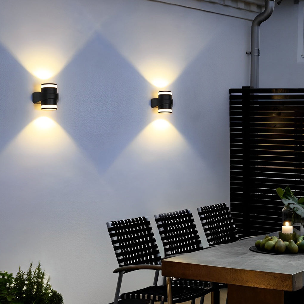 LED Waterproof Black Outdoor Wall Washer Lights - Round Up and Dawn Light