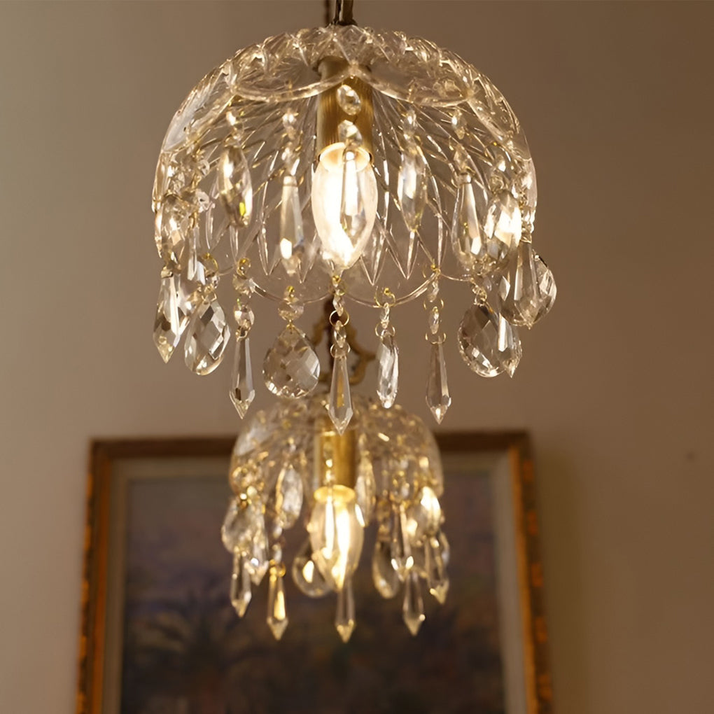 Modern Retro Mini Crystal Pendant — Copper, Glass and Crystal, LED, 6" or 8"