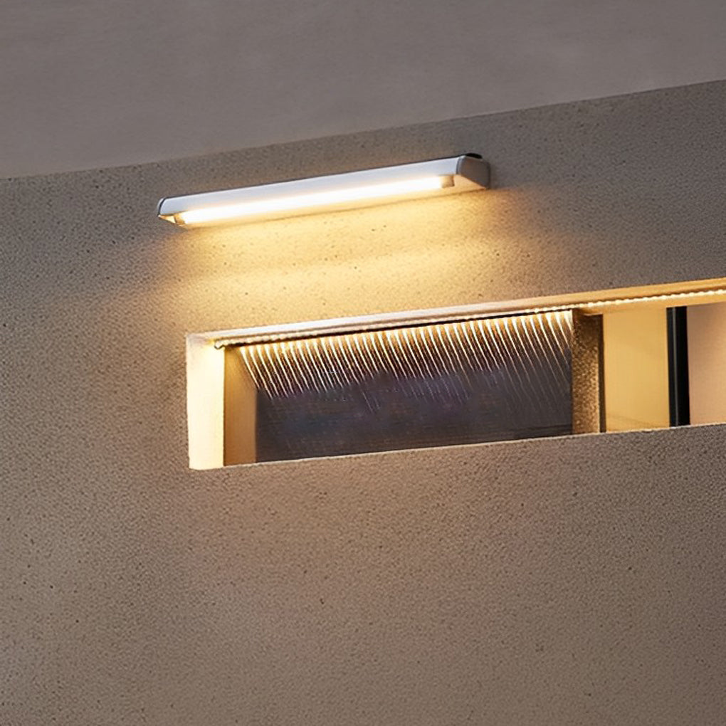 Modern Rectangular Solar Wall Sconce — Aluminum, Adjustable LED Signboard, IP65, 90° Rotatable