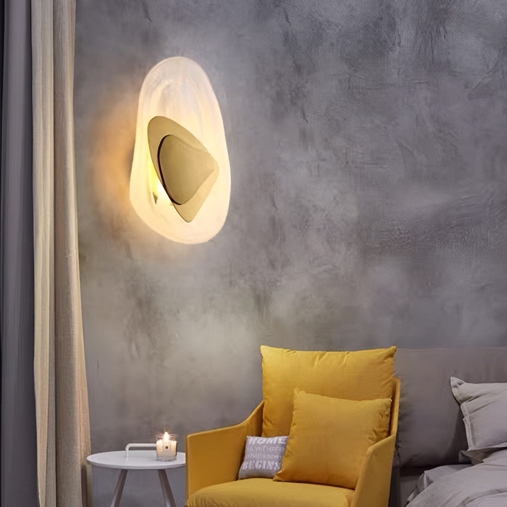 Modern Glass Wall Sconce — Wrought Iron, Three-Step Dimming, LED, Gold or Black