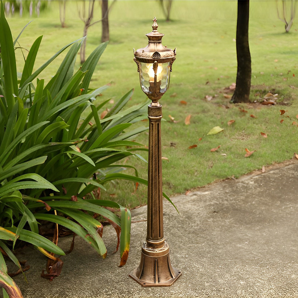 Industrial Outdoor Post Light — Die-Cast Aluminum and Glass, E27, 33" Height, Waterproof, Black / Bronze