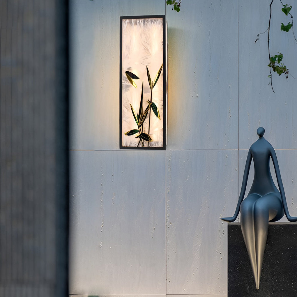 Vintage Floral Outdoor Wall Sconce — Galvanized Steel, Acrylic Shade, T5 LED, IP54 Weatherproof, 20" or 31"