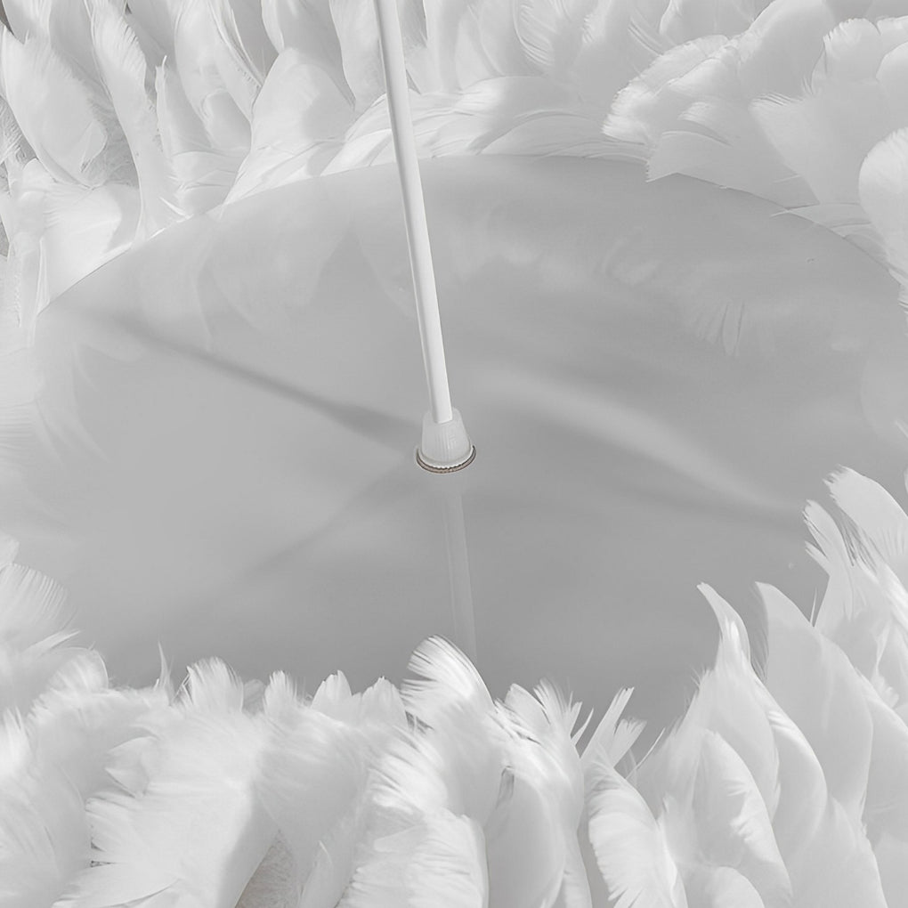 Modern Minimalist Feather Pendant Chandelier — White, Metal Frame with Acrylic Shade, 3000K Warm White, 20" or 24"